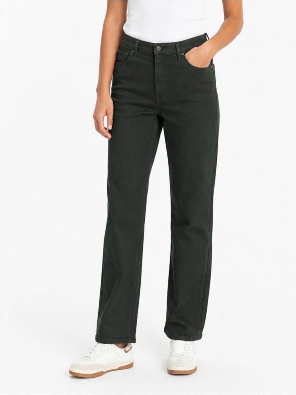 Abercrombie and Fitch 90s Straight Ultra High Rise in Dark Green - 26S